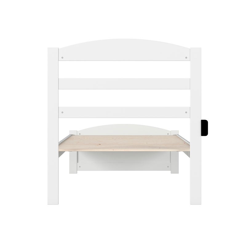 AFI Warren Solid Wood Twin Extra Long Bed w/ Footboard in White