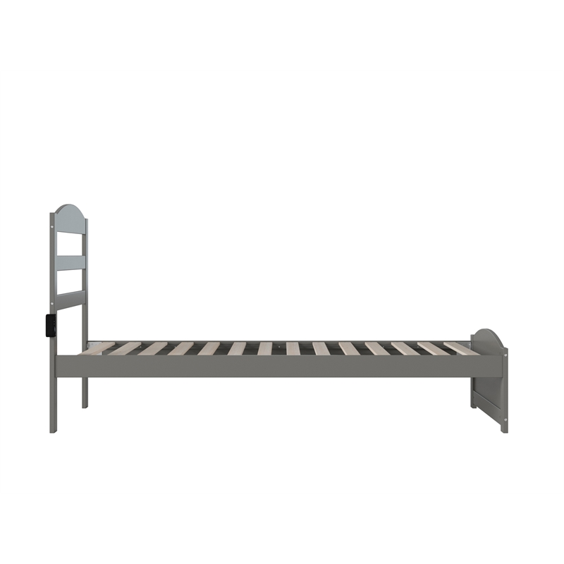 AFI Warren Solid Wood Twin Extra Long Bed w/ Footboard in Gray
