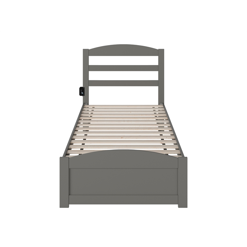 AFI Warren Solid Wood Twin Extra Long Bed w/ Footboard in Gray