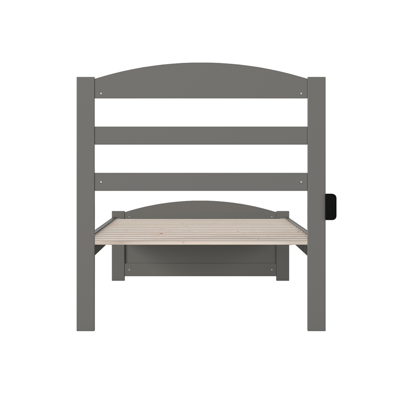AFI Warren Solid Wood Twin Extra Long Bed w/ Footboard in Gray