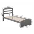 AFI Warren Solid Wood Twin Extra Long Bed w/ Footboard in Gray
