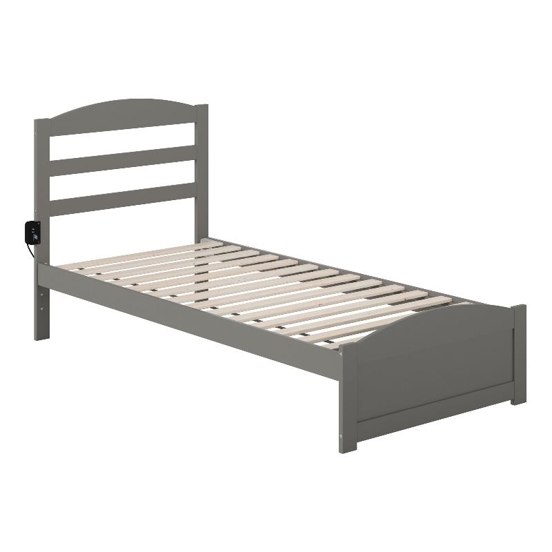 AFI Warren Solid Wood Twin Extra Long Bed w/ Footboard in Gray