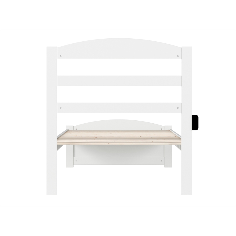 AFI Warren Solid Wood Twin Bed with Footboard and USB Charger in White