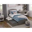 AFI Warren Solid Wood Twin Bed w/ Footboard & 2 Drawers in Gray
