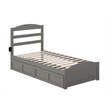 AFI Warren Solid Wood Twin Bed w/ Footboard & 2 Drawers in Gray