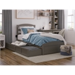 AFI Warren Solid Wood Twin Bed w/ Footboard & 2 Drawers in Gray