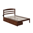 AFI Warren Solid Wood Traditional Full Bed w/ 2 Drawers in Walnut