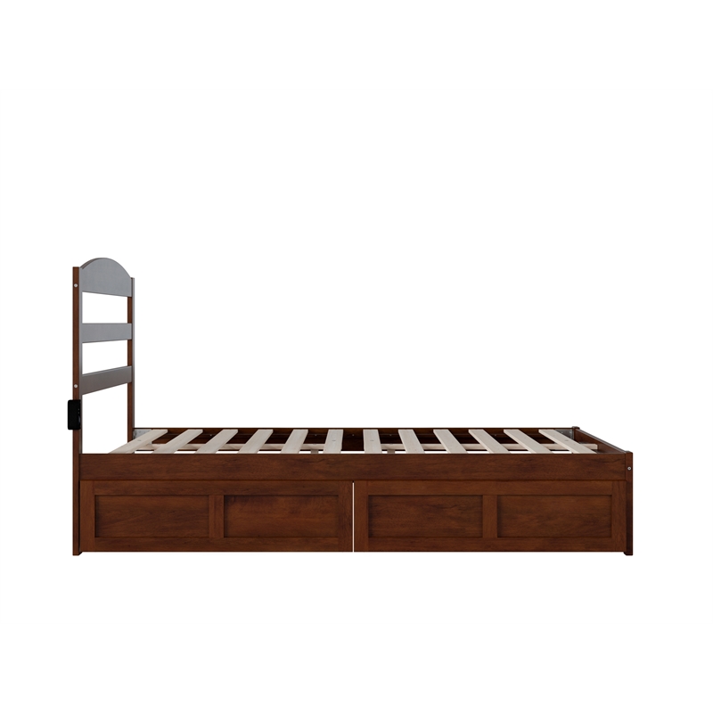 AFI Warren Solid Wood Traditional Full Bed w/ 2 Drawers in Walnut