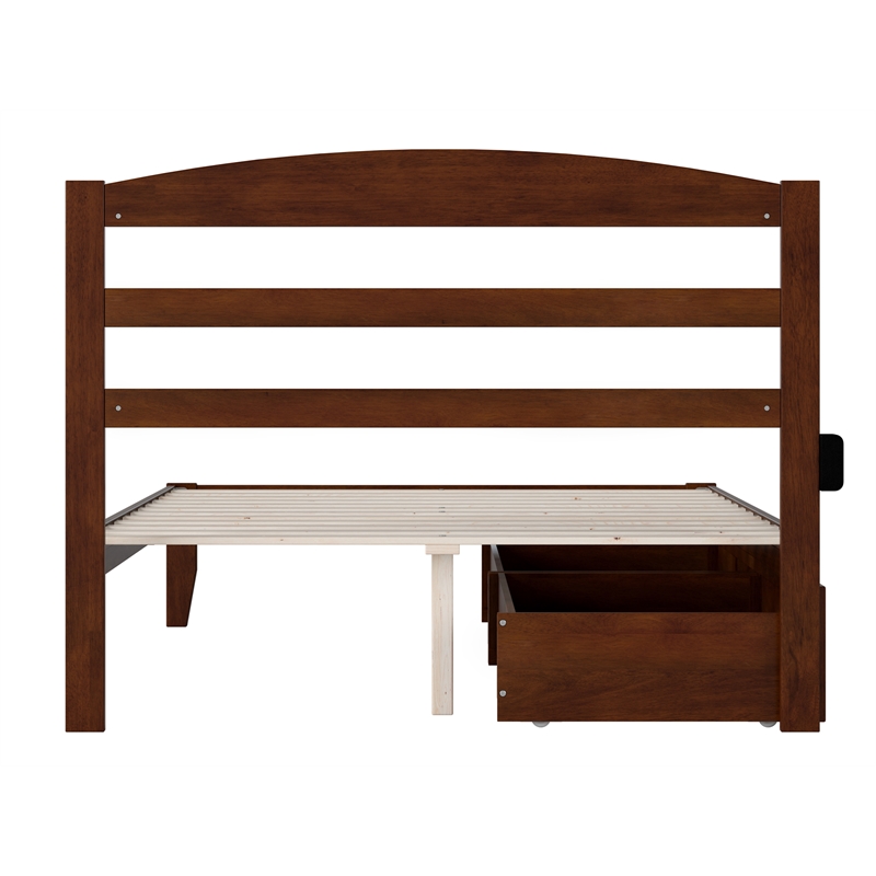 AFI Warren Solid Wood Traditional Full Bed w/ 2 Drawers in Walnut
