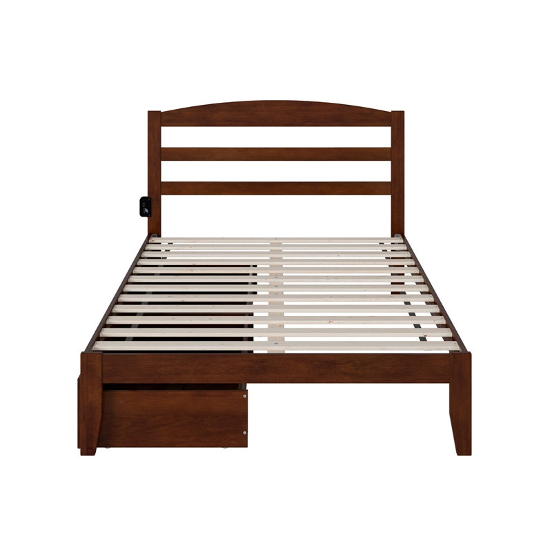 AFI Warren Solid Wood Traditional Full Bed w/ 2 Drawers in Walnut