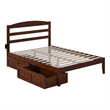 AFI Warren Solid Wood Traditional Full Bed w/ 2 Drawers in Walnut