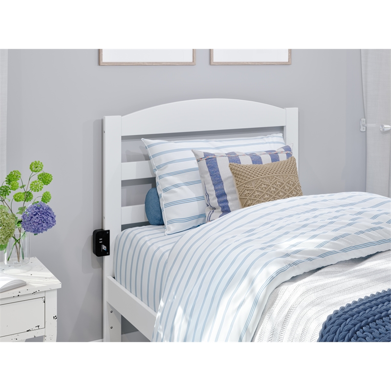 AFI Warren Solid Wood Twin Bed w/ Footboard & Drawers in White