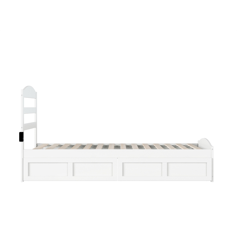 AFI Warren Solid Wood Twin Bed w/ Footboard & Drawers in White