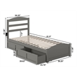 AFI Warren Solid Wood Twin Bed w/ Footboard & 2 Drawers in Gray