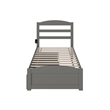 AFI Warren Solid Wood Twin Bed w/ Footboard & 2 Drawers in Gray