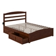 AFI Warren Solid Wood Queen Bed w/ Footboard & 2 Drawers in Walnut