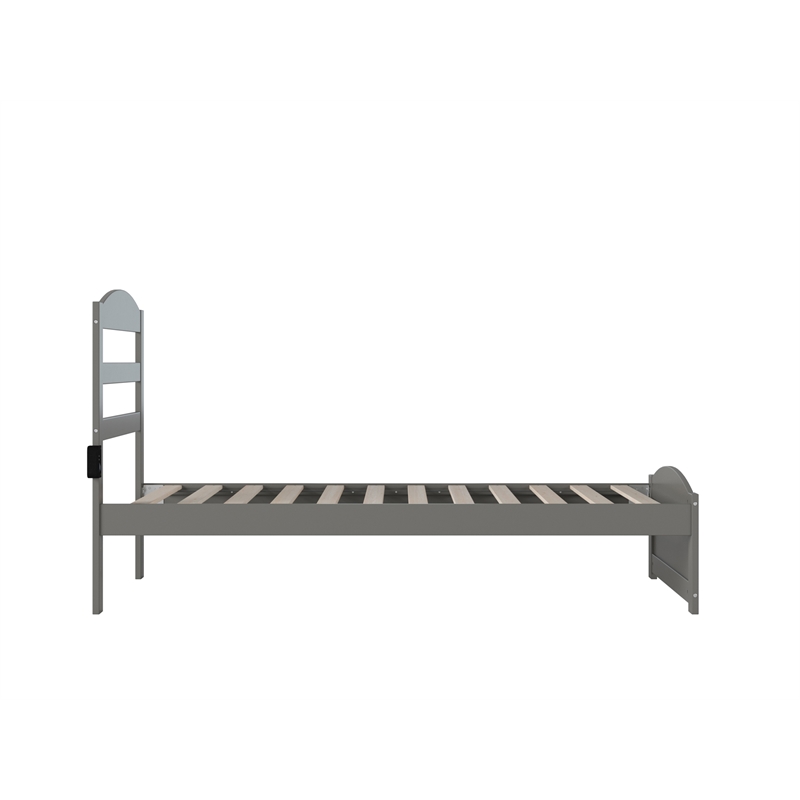 AFI Warren Solid Wood Twin Platform Bed with Footboard in Gray