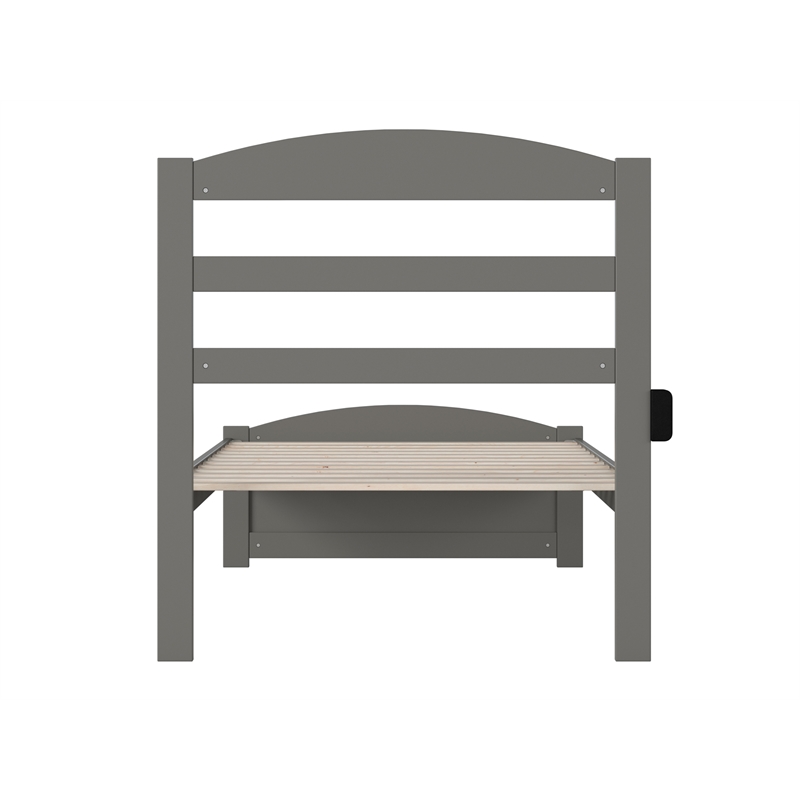 AFI Warren Solid Wood Twin Platform Bed with Footboard in Gray