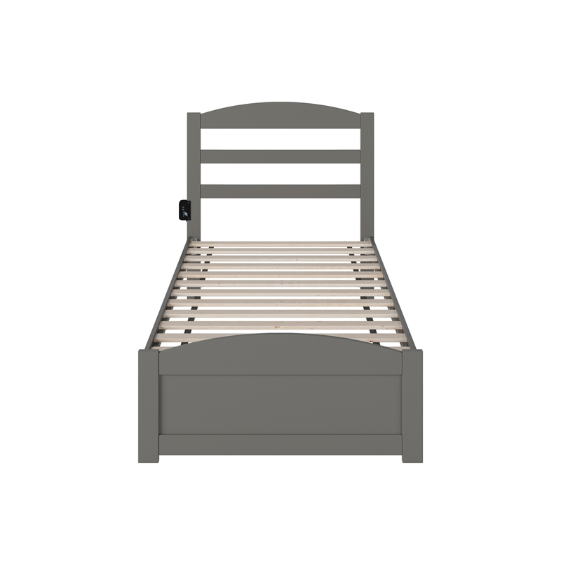 AFI Warren Solid Wood Twin Platform Bed with Footboard in Gray