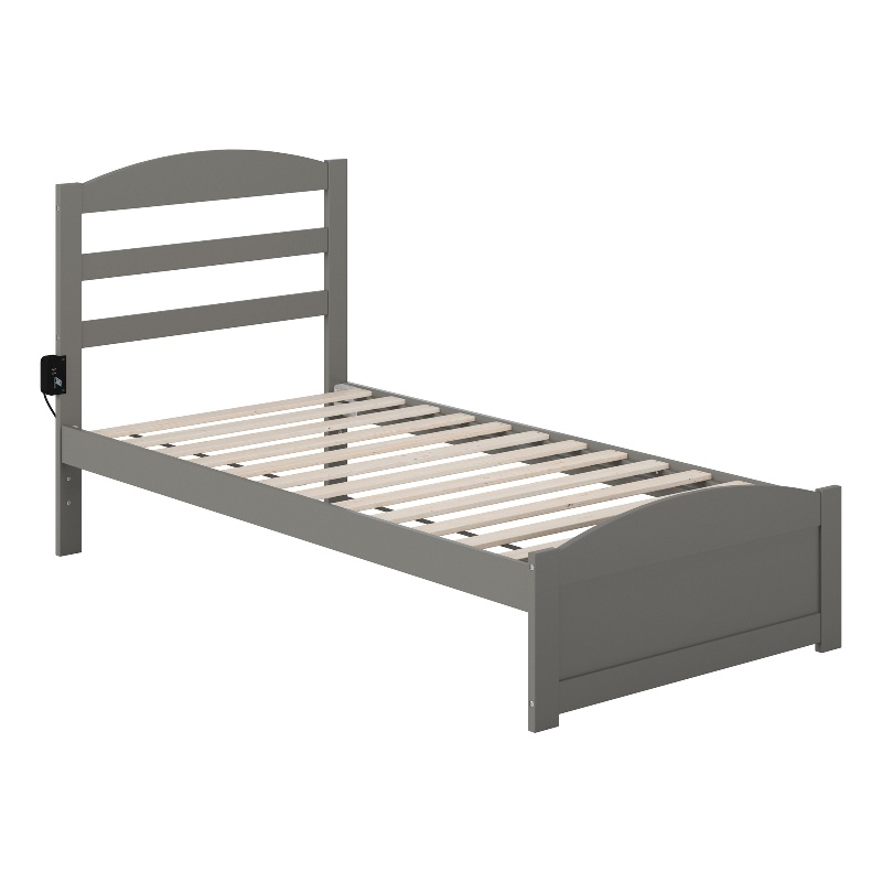 AFI Warren Solid Wood Twin Platform Bed with Footboard in Gray