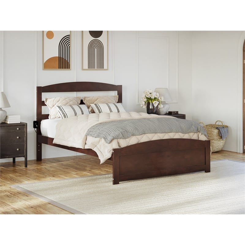 AFI Warren Solid Wood Traditional Full Bed with Footboard in Walnut