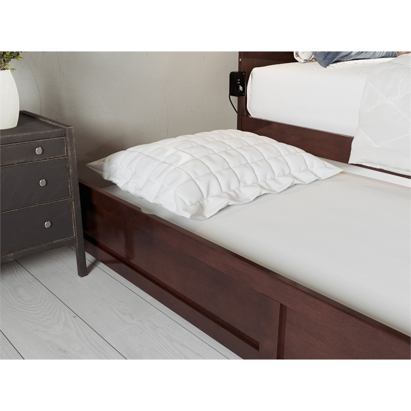 AFI Warren Solid Wood Twin XL Bed w/ Twin XL Trundle in Walnut