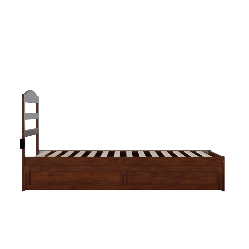 AFI Warren Solid Wood Twin XL Bed w/ Twin XL Trundle in Walnut
