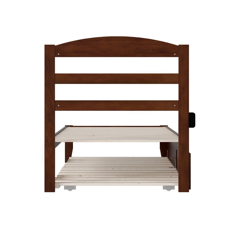 AFI Warren Solid Wood Twin XL Bed w/ Twin XL Trundle in Walnut