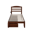 AFI Warren Solid Wood Twin Extra Long Bed w/ 2 Drawers in Walnut