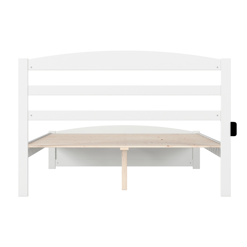 AFI Warren Solid Wood Queen Bed with Footboard and USB Charger in White