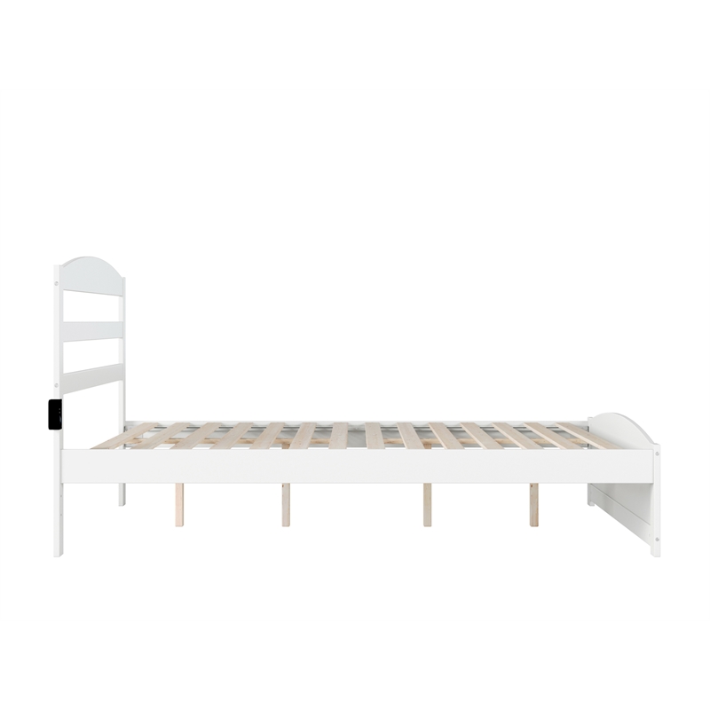 AFI Warren Solid Wood Queen Bed with Footboard and USB Charger in White