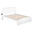 AFI Warren Solid Wood Queen Bed with Footboard and USB Charger in White