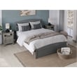 AFI Warren Solid Wood Queen Bed with Footboard and USB Charger in Gray