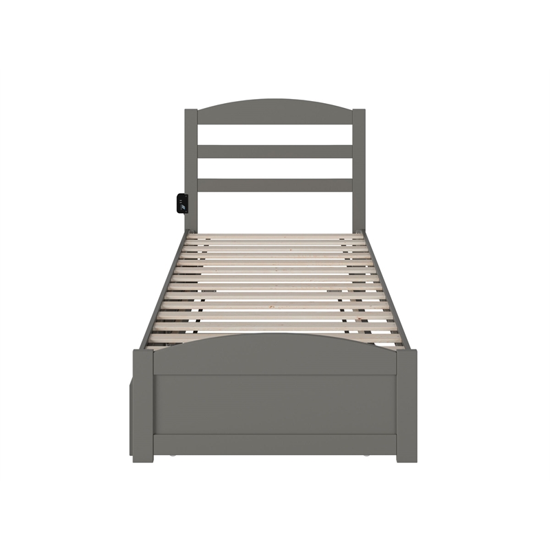 AFI Warren Solid Wood Traditional Twin XL Bed w/ Twin XL Trundle in Gray