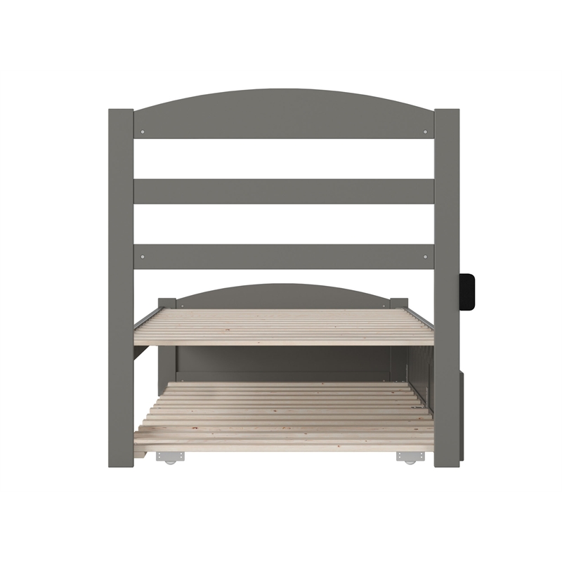 AFI Warren Solid Wood Traditional Twin XL Bed w/ Twin XL Trundle in Gray