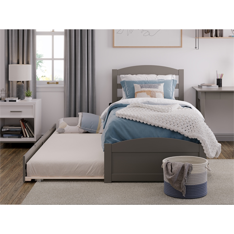 AFI Warren Solid Wood Traditional Twin XL Bed w/ Twin XL Trundle in Gray