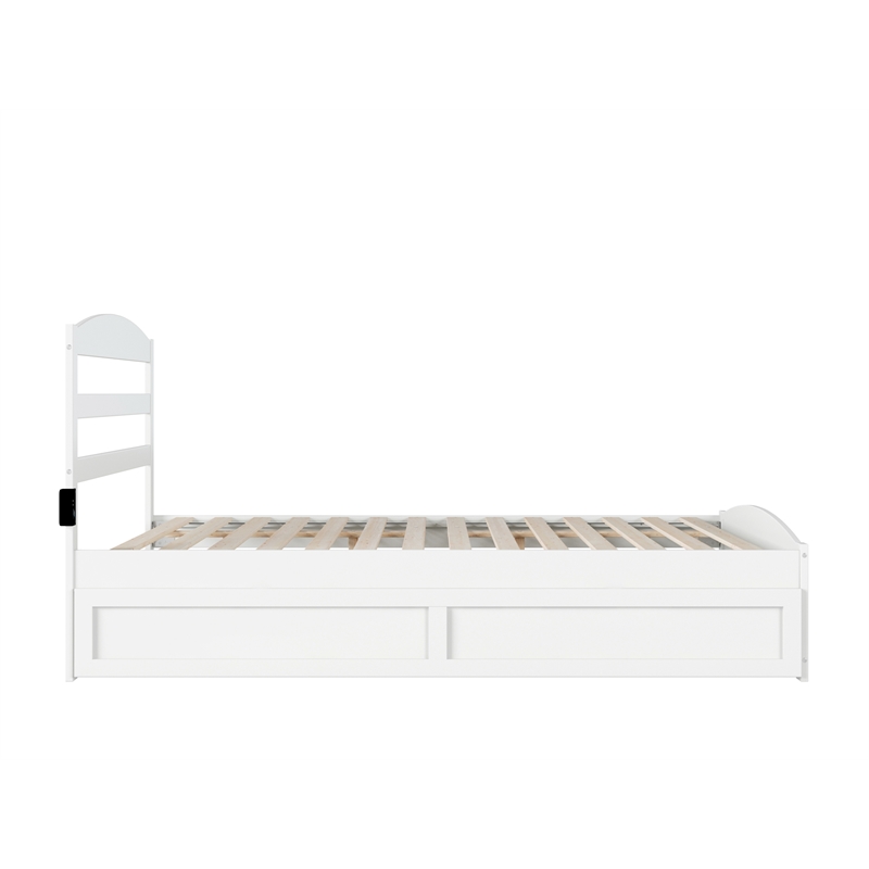 AFI Warren Solid Wood Queen Traditional Bed w/ Twin XL Trundle in White