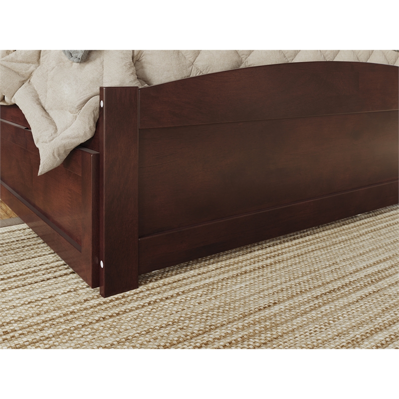 AFI Warren Solid Wood Queen Bed w/ Footboard & Twin XL Trundle in Walnut