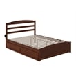 AFI Warren Solid Wood Queen Bed w/ Footboard & Twin XL Trundle in Walnut