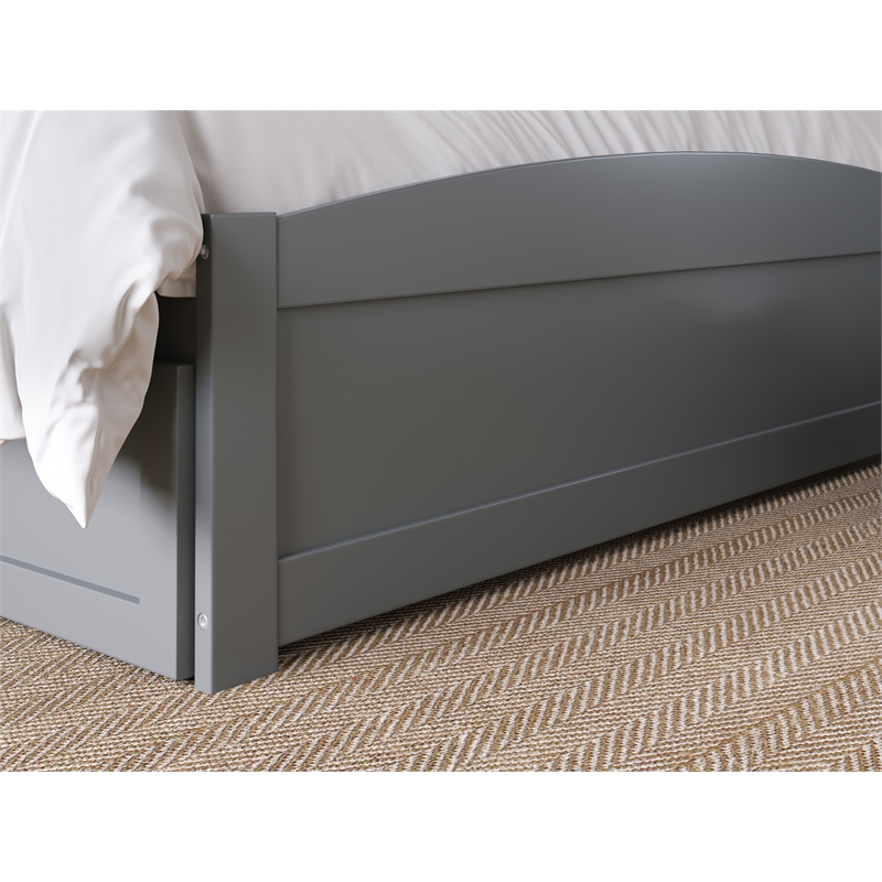 AFI Warren Solid Wood Queen Bed w/ Footboard & Twin XL Trundle in Gray