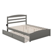 AFI Warren Solid Wood Queen Bed w/ Footboard & Twin XL Trundle in Gray