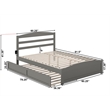 AFI Warren Solid Wood Queen Bed w/ Footboard & Twin XL Trundle in Gray