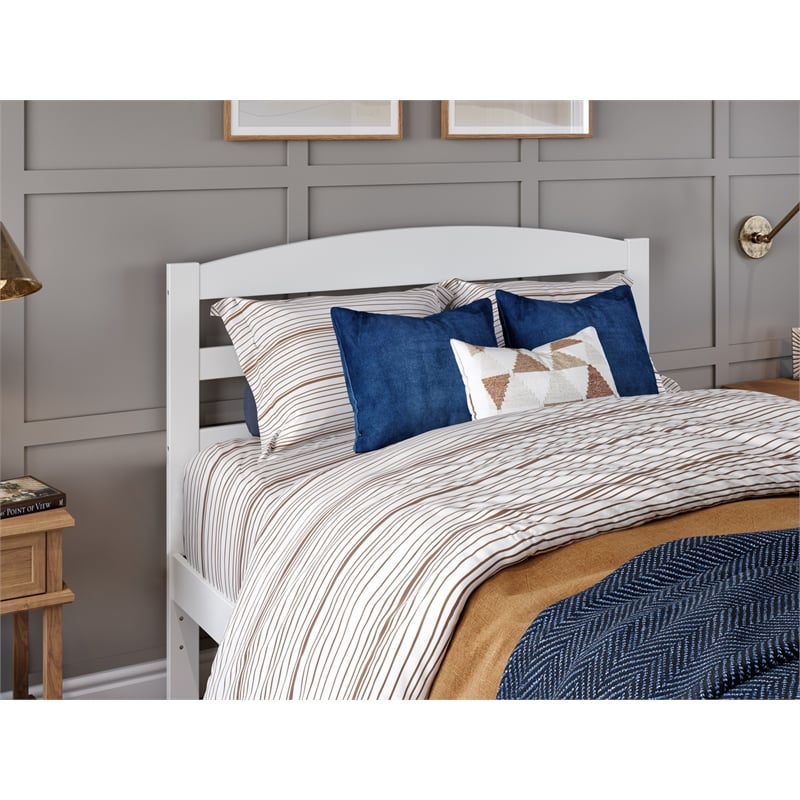 AFI Warren Solid Wood Full Platform Bed with USB Charging Station in White