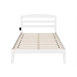 AFI Warren Solid Wood Full Platform Bed with USB Charging Station in White