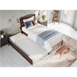 AFI Warren Solid Wood Twin Bed with Twin Trundle and USB Charger in Walnut