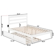 AFI Warren Solid Wood Full Bed with Twin Trundle and USB Charger in White