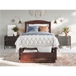 AFI Warren Solid Wood Twin Bed with Foot Drawer and USB Charger in Walnut