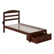 AFI Warren Solid Wood Twin Bed with Foot Drawer and USB Charger in Walnut