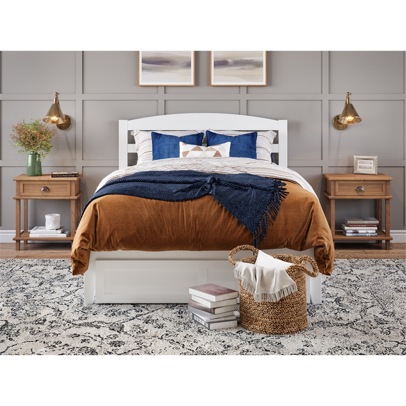 AFI Warren Solid Wood Storage Drawer Full Platform Bed in White