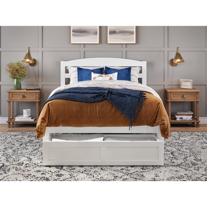 AFI Warren Solid Wood Storage Drawer Full Platform Bed in White